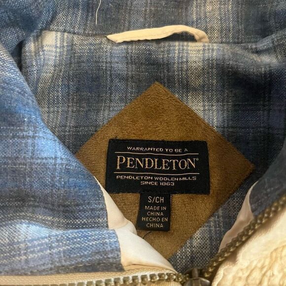 Pendleton Cream Fuzzy Sherpa Fleece Jacket Women Small - Picture 3 of 6